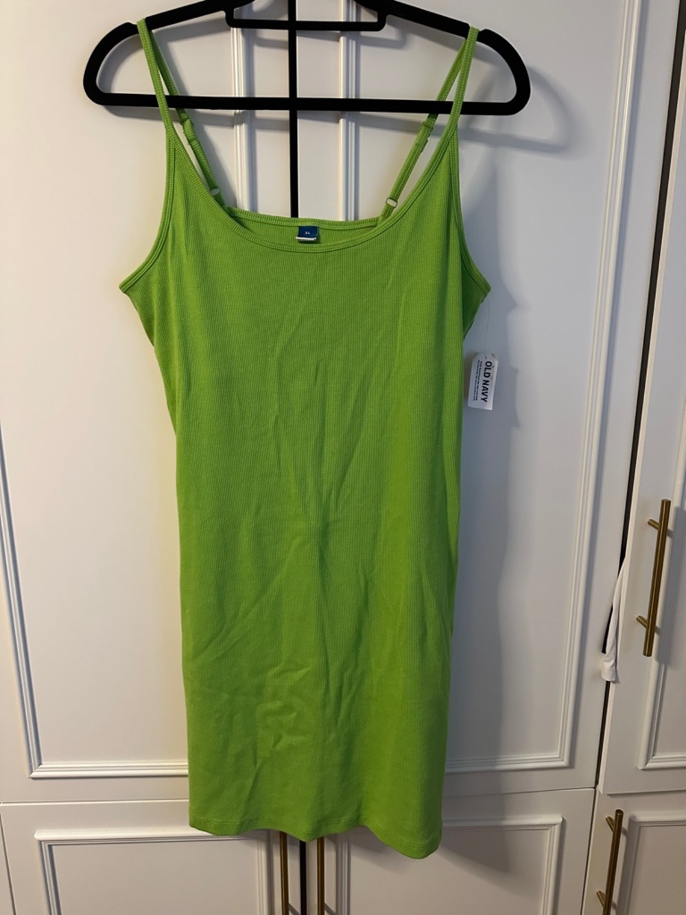 Old Navy Bright Lime Green Ribbed Shelf Bra Dress